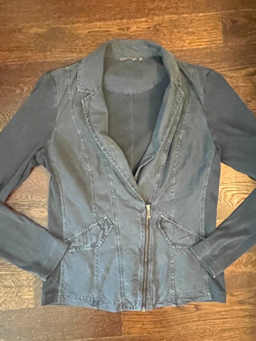 Sandwich woman's blue zippered blazer 100% cotton-Size Medium